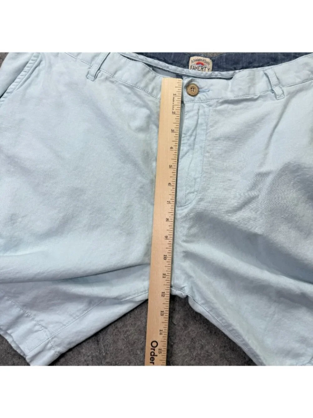 Faherty Tradewinds Linen Shorts Mens 40 Light Blue 10